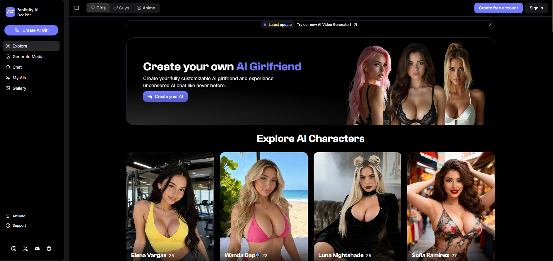 Fanfinity.ai homepage