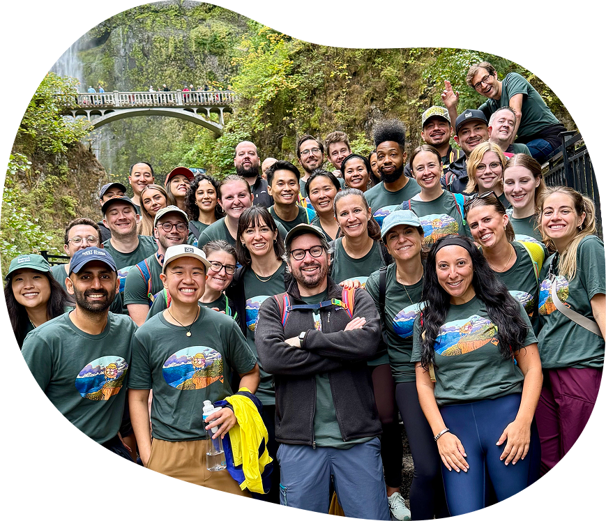 Sketchy team members together at an outdoor company gathering