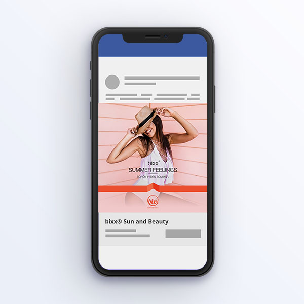 Referenz der Facebook ad für die Firma bixx Sun and Beauty GmbH