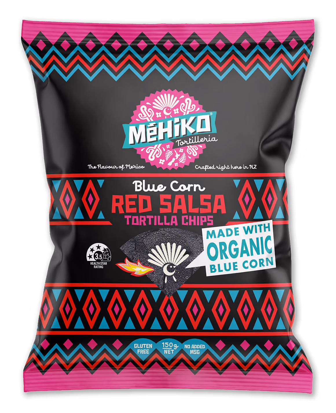 Organic Blue Corn Tortilla Chips with Red Salsa