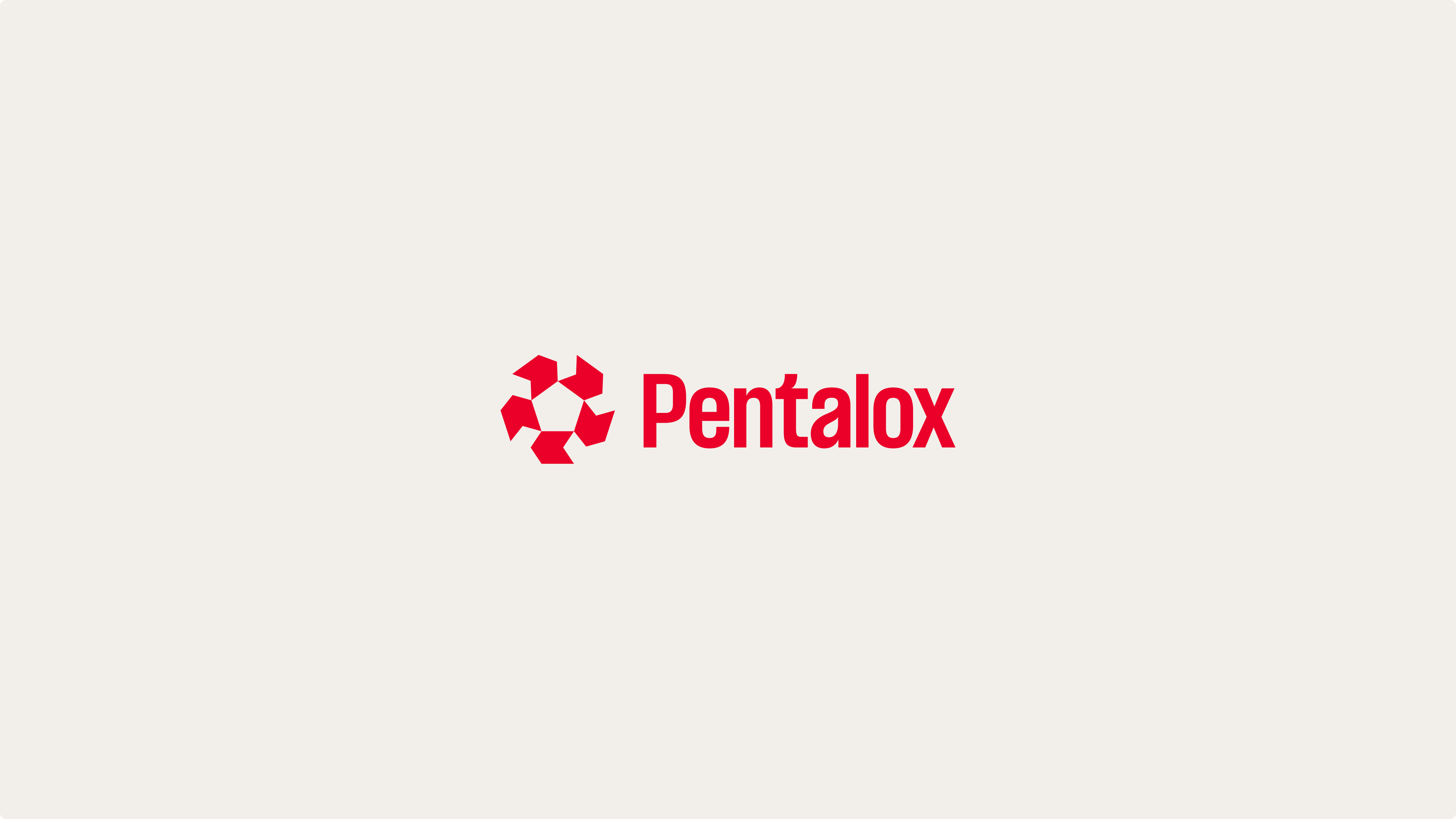 Pentalox logo with red geometric pentagon shapes forming a circle to the left of the red Pentalox text on a light beige background.