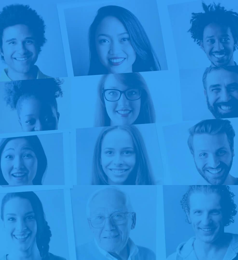 lots of people image with blue overlay