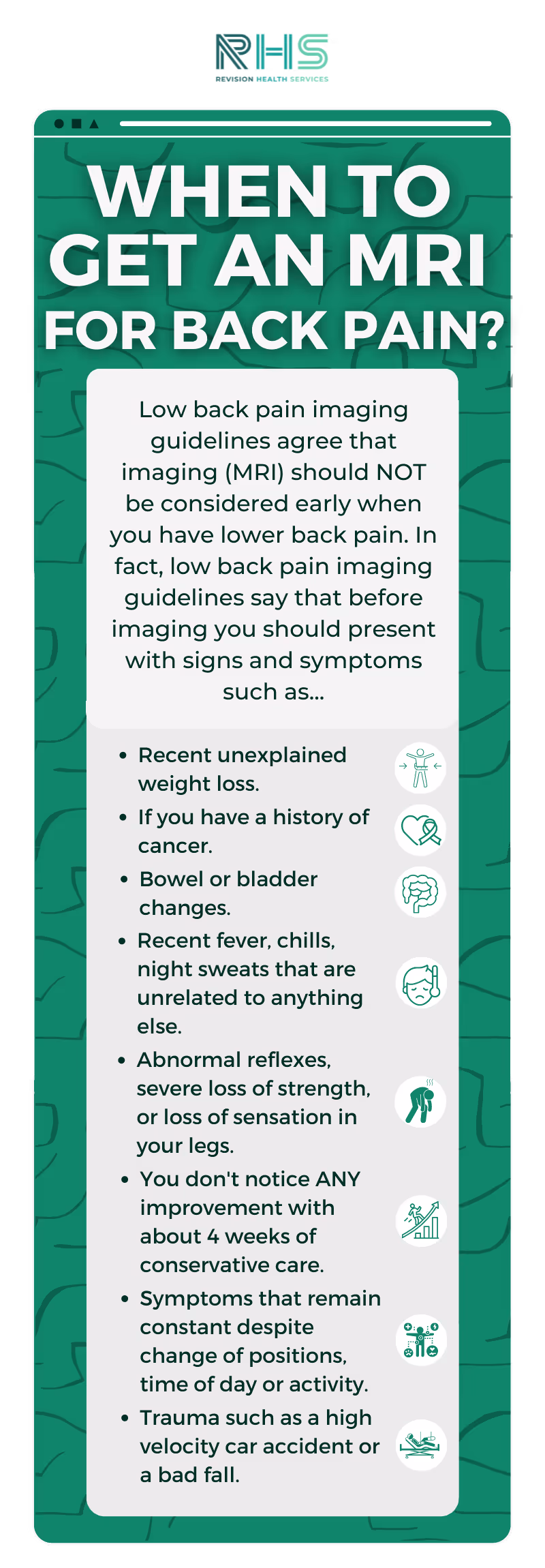 Guidelines for when an MRI for low back pain may be necessary