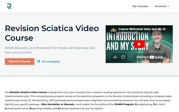 Revision Sciatica Video Course Dashboard