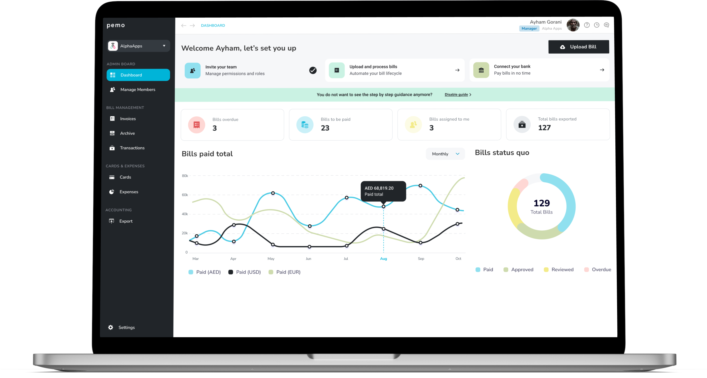 Pemo dashboard view