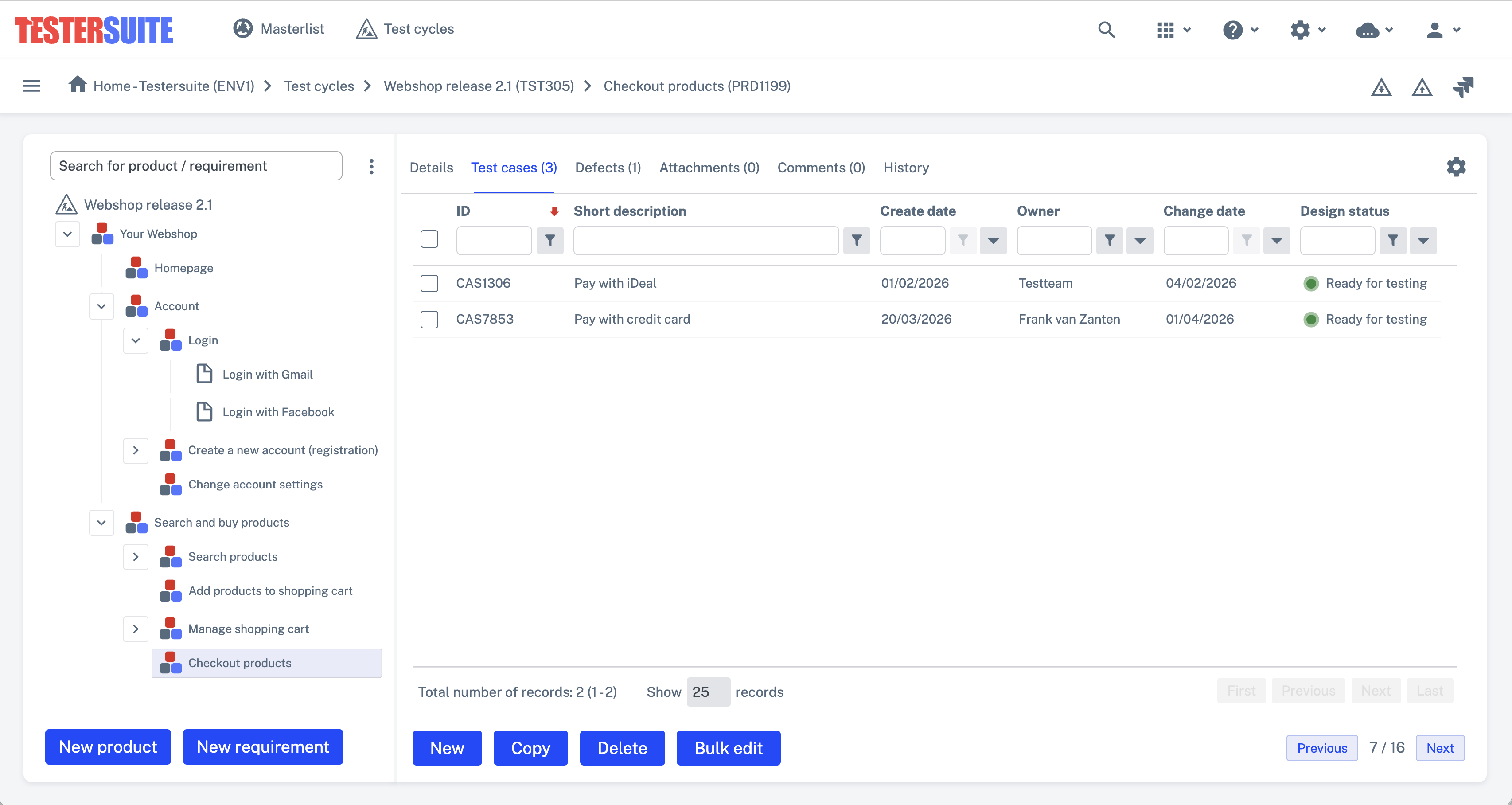 Screenshot van applicaties en requirements