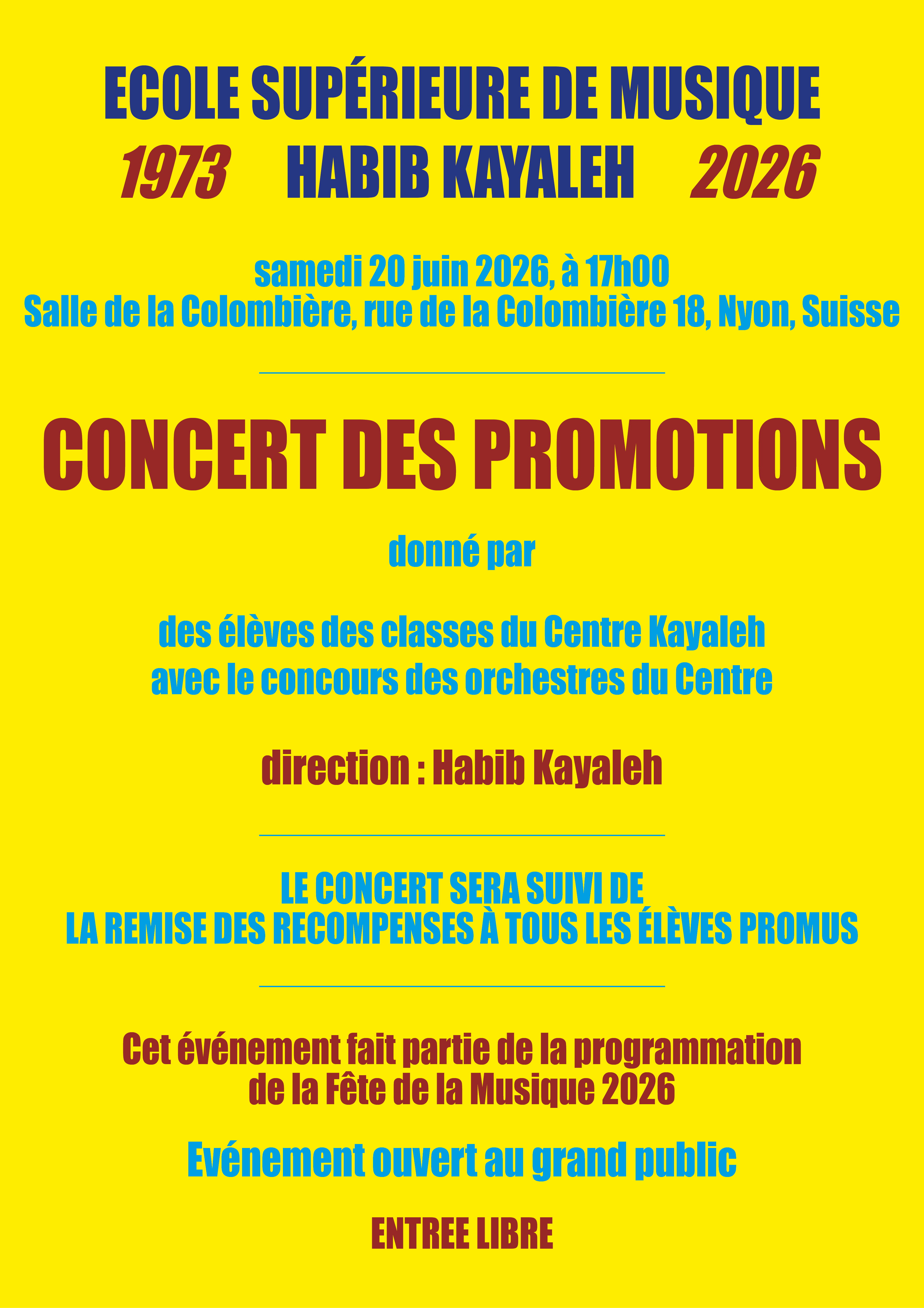 Kayaleh Music Center - Evénement - Concert de fin d'année de l'Ecole Supérieure de Musique - Saison 2025-2026