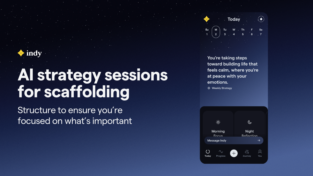 Weekly and daily ADHD planning with Indy AI coaching app