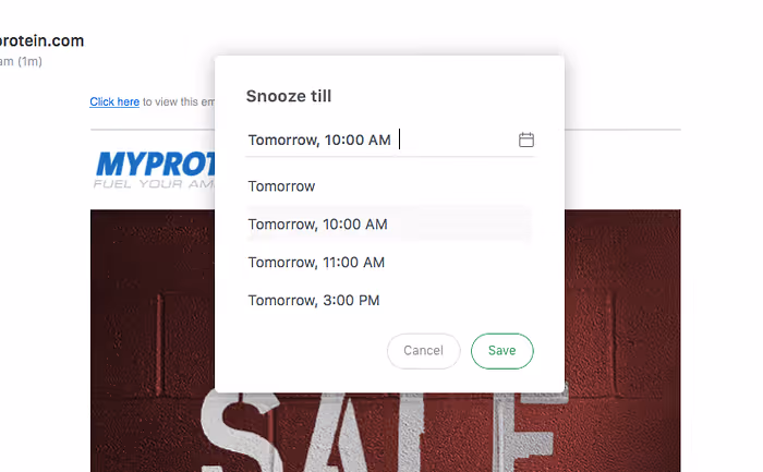 Screenshot of customize you timings