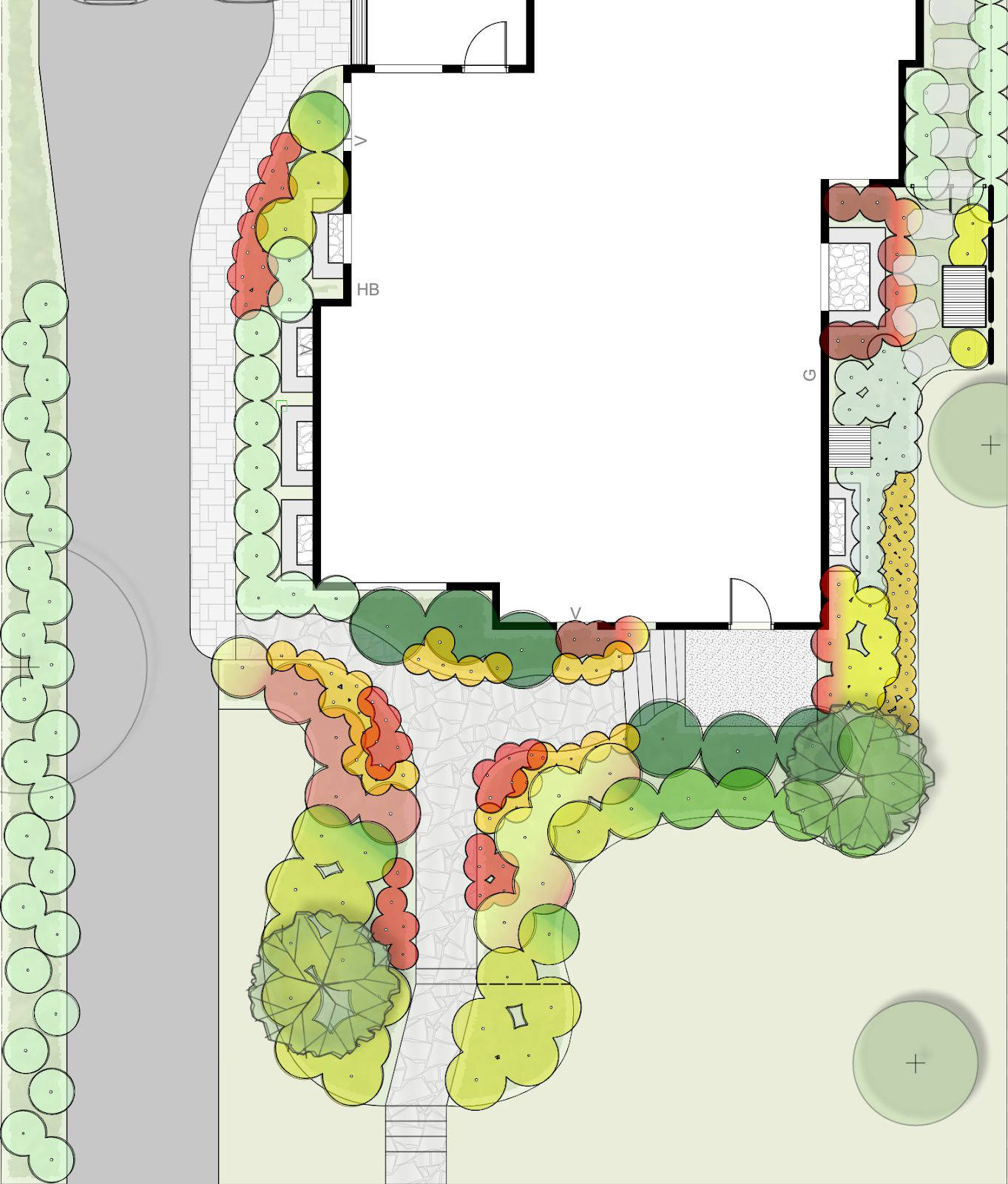 A landscape design layout.