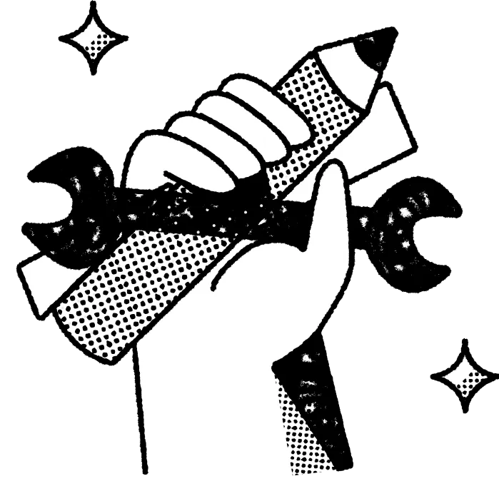 A decorative image of a hand holding a pencil