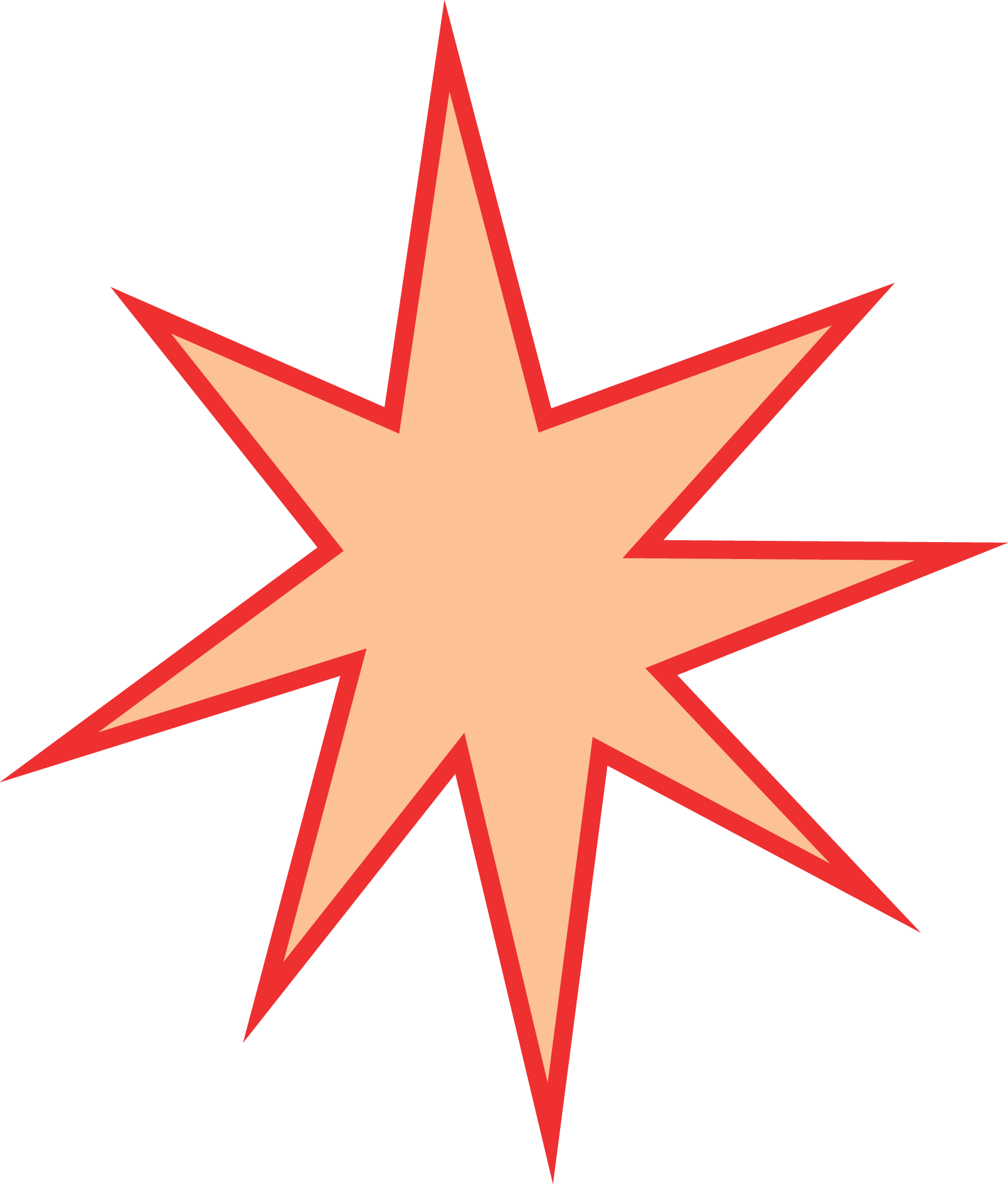 Star design for Sanna Studio, peach colour with red outline