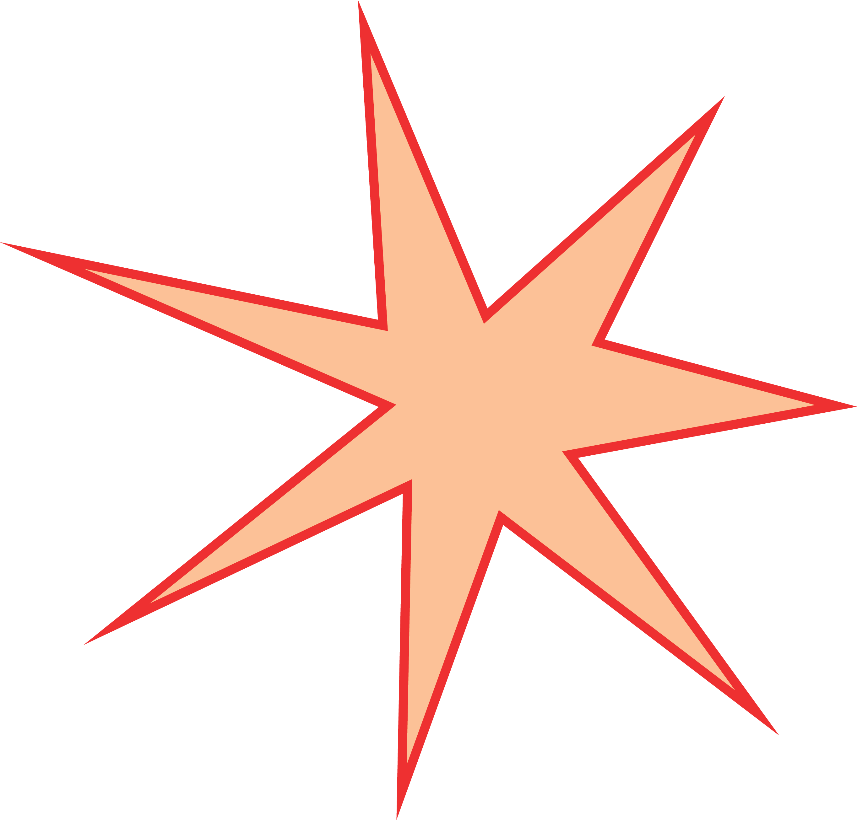 Star design for Sanna Studio, peach colour with red outline