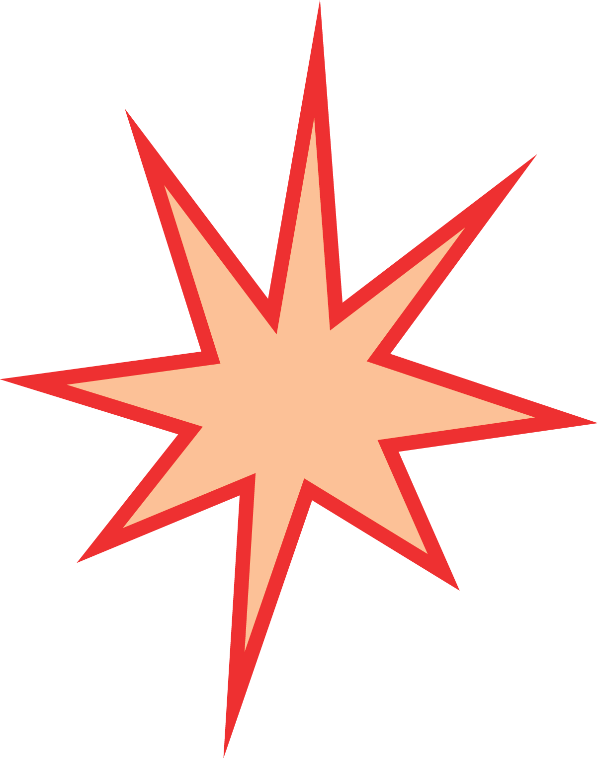 Star design for Sanna Studio, peach colour with red outline