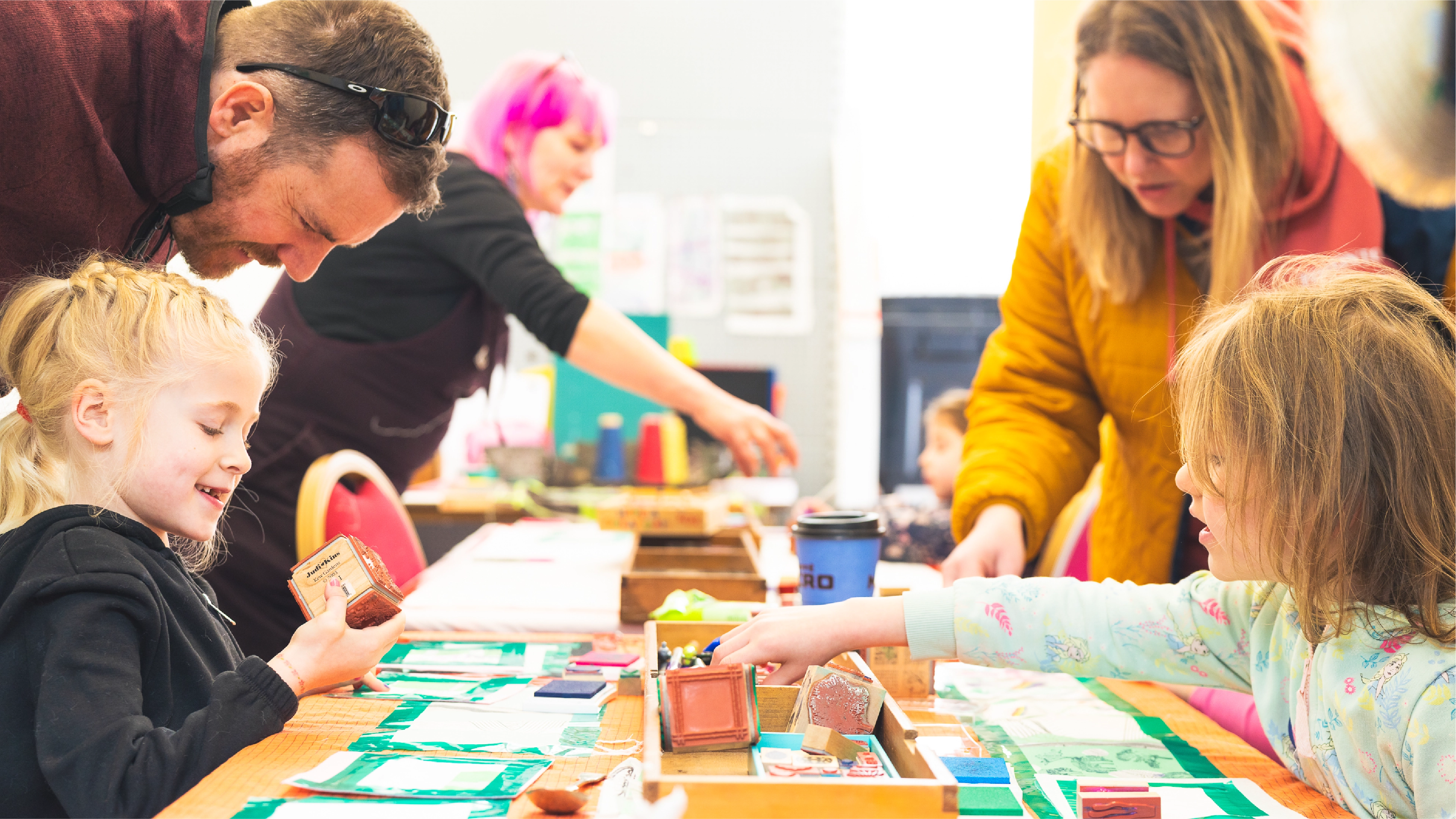 Children doing a workshop at the Derbyshire Makes festival.