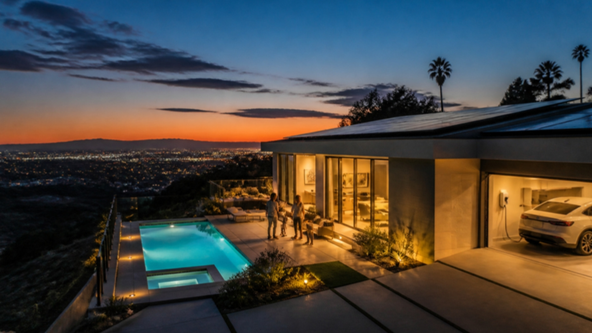 Home glowing at dusk over the Valley