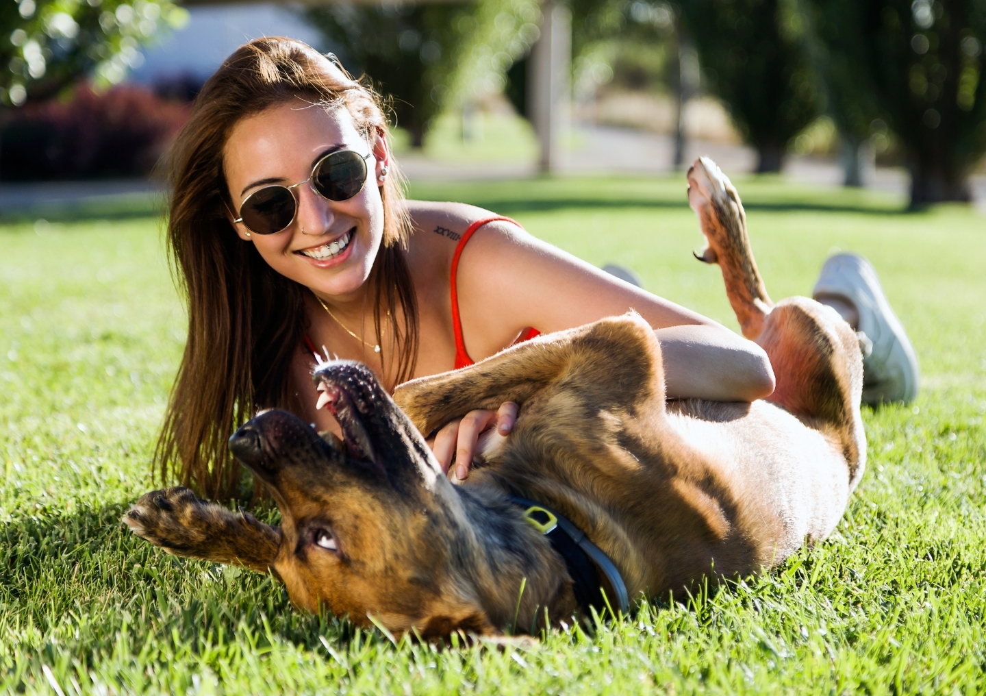 Young woman with dog.