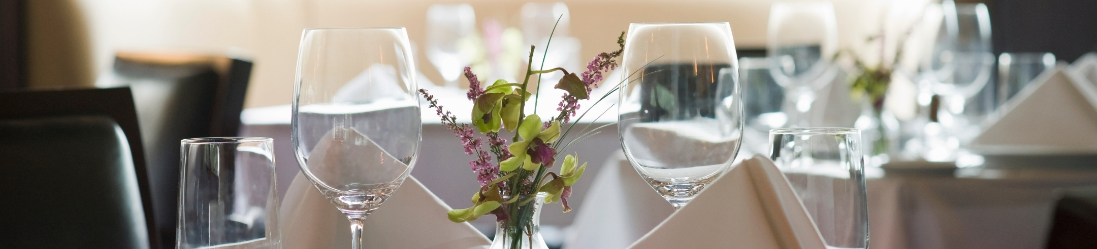 Wine glasses table setting.