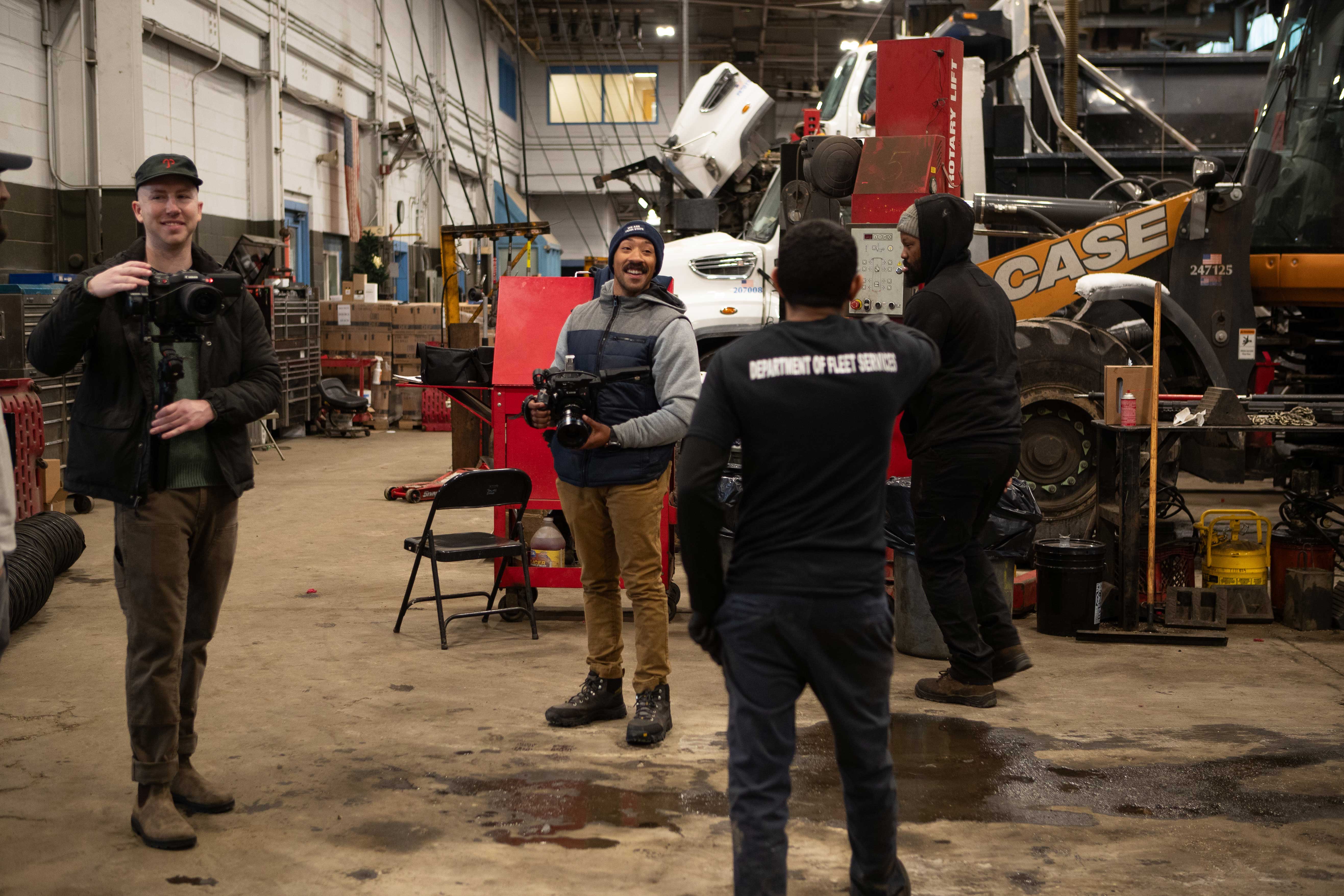 Commercial scene at a garage photographed and produced by Camos Media.