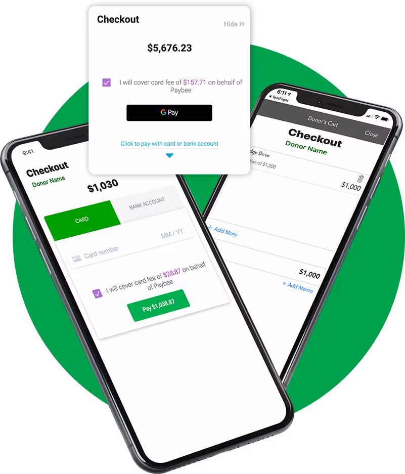 Mobile checkout. Nonprofit Fundraising Events