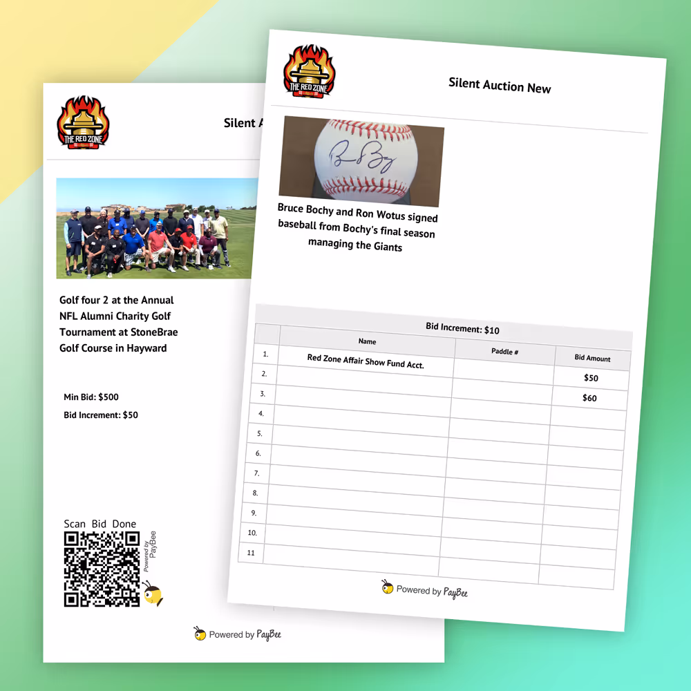 QR Code Silent Auction Bid Sheets