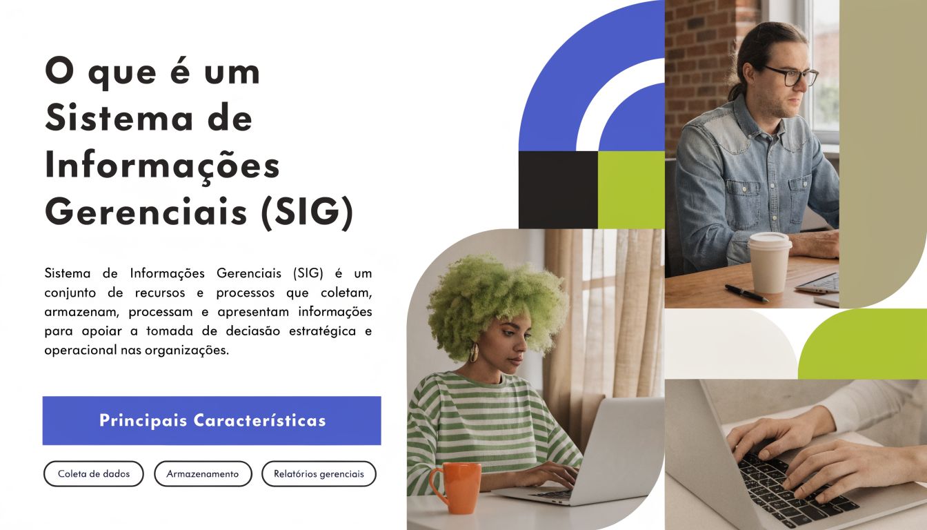 Imagem educativa sobre o Sistema de Informações Gerenciais com texto explicativo e ícones de processos empresariais.