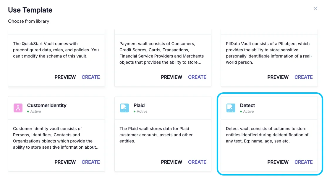 vault template - data privacy vault