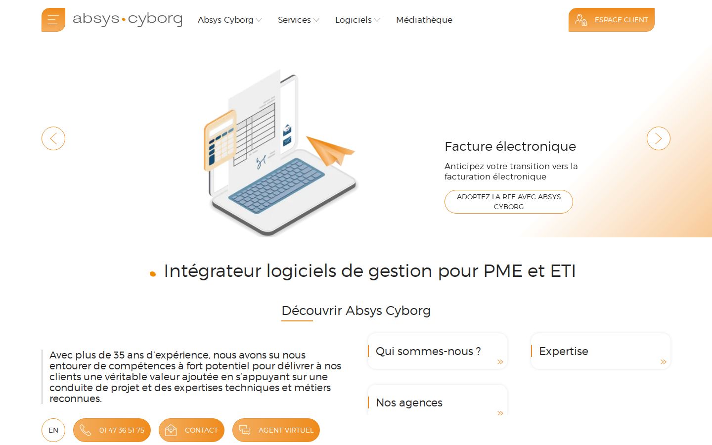 Page d'accueil de Absys Cyborg