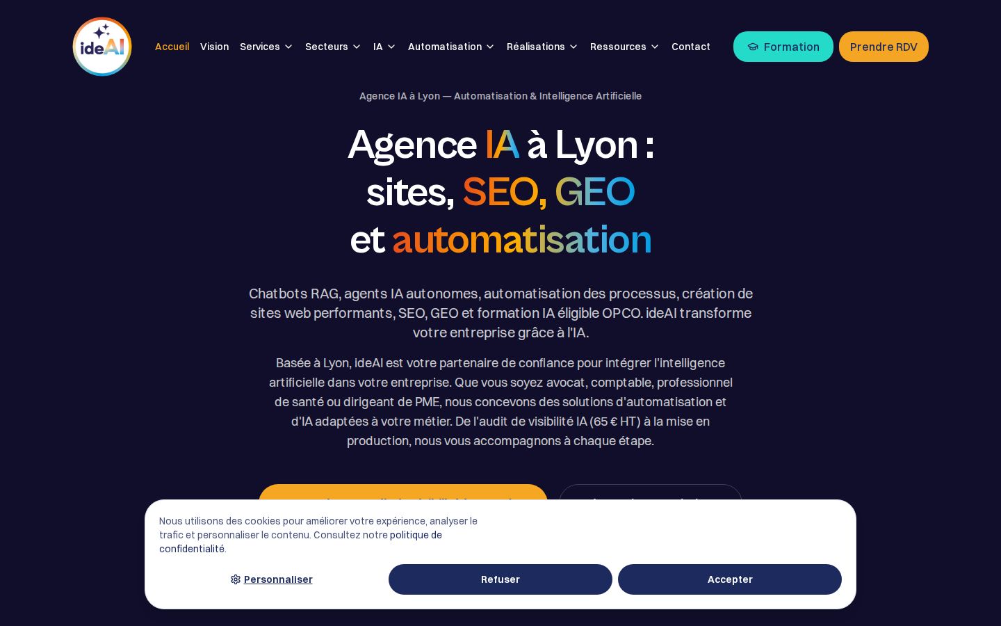 Page d'accueil de ideAI