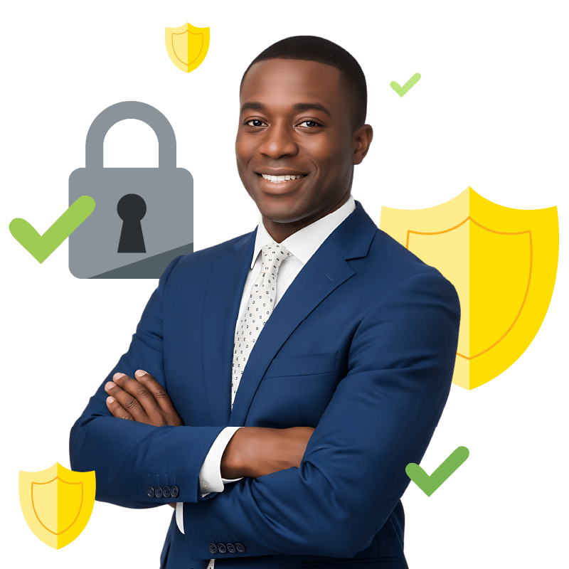 Girl with yellow circle and cash graphic