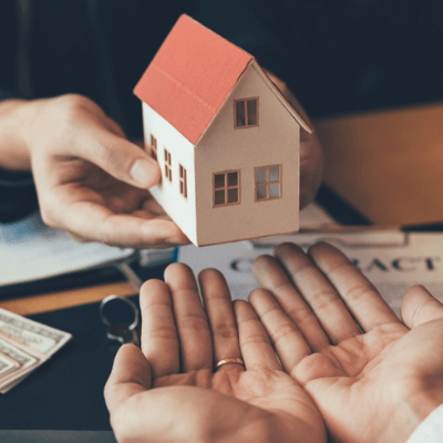 hands accepting an asset