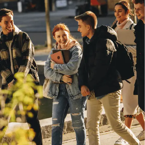 college students walking on campus