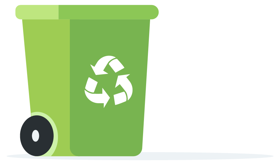A graphic of a recycling bin.