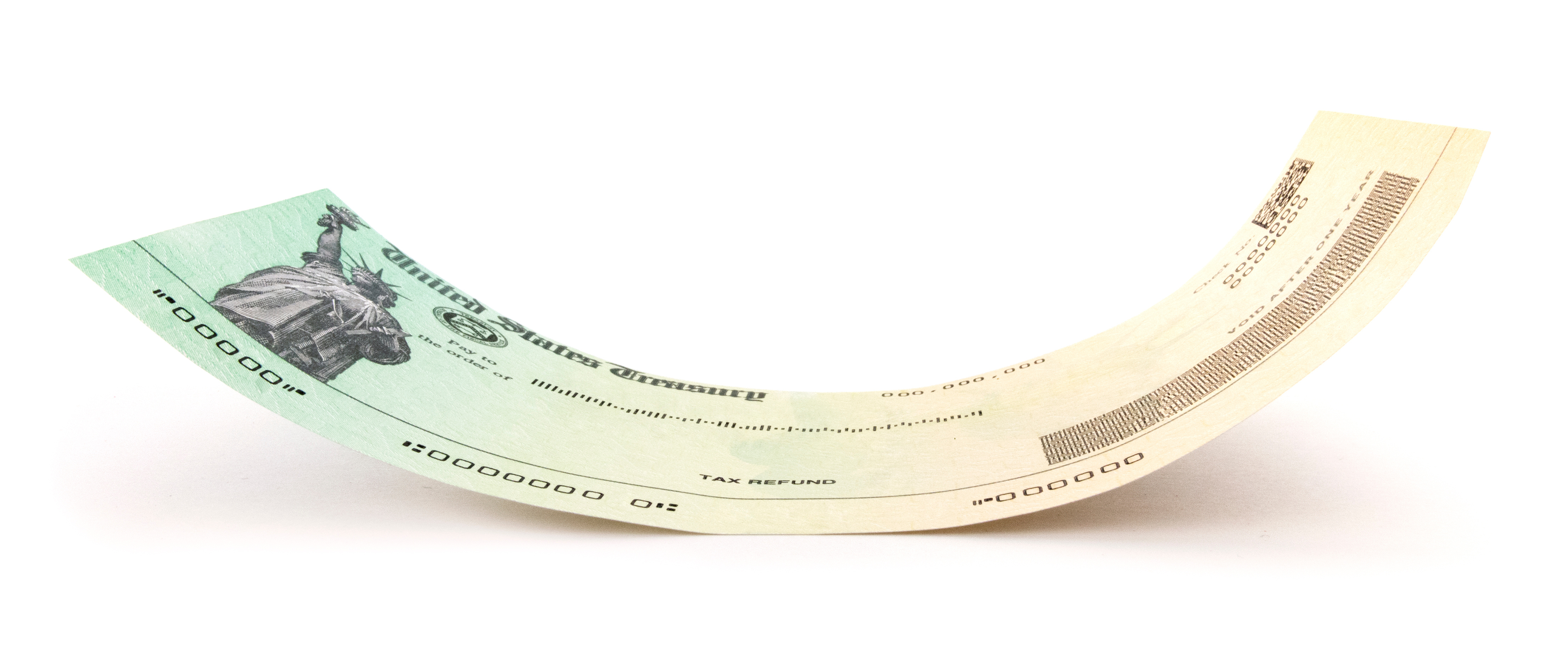 A United states treasury check folded up 