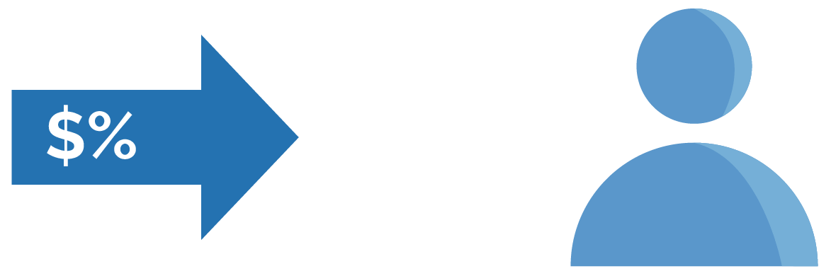 individual person with taxes pointing to them