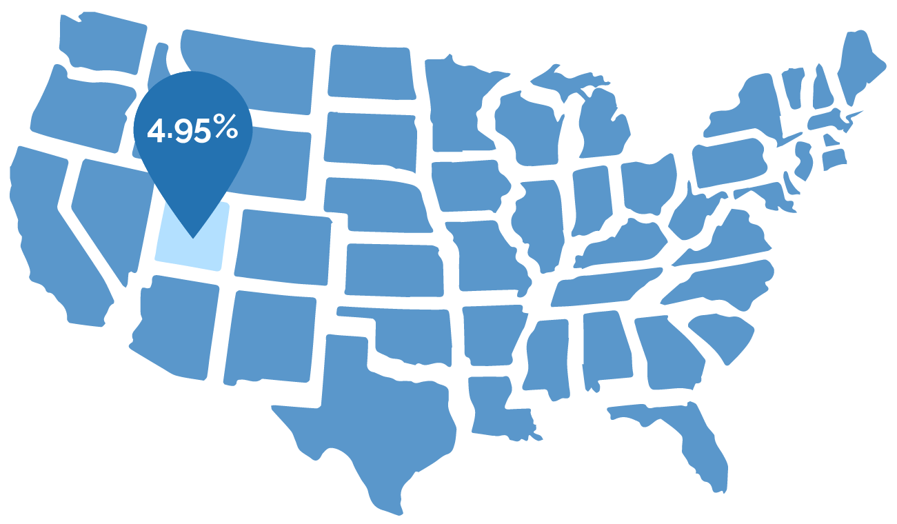 the states of the united states with utah's income tax showing
