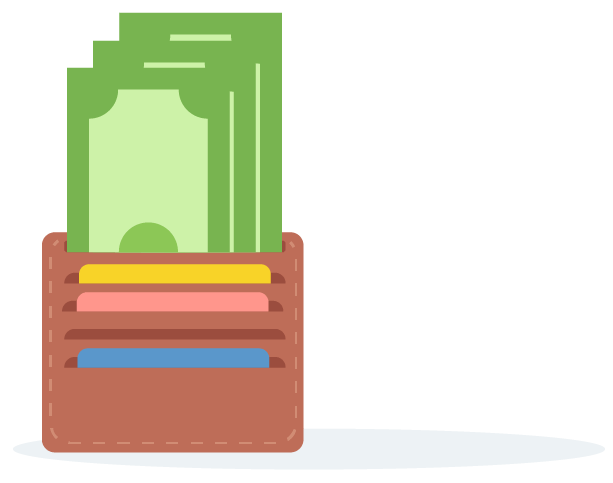 accounts recevable, money coming out of a wallet