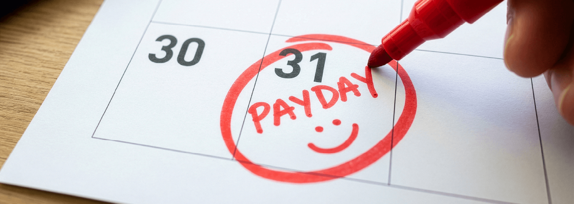 payday marked on a calendar in red