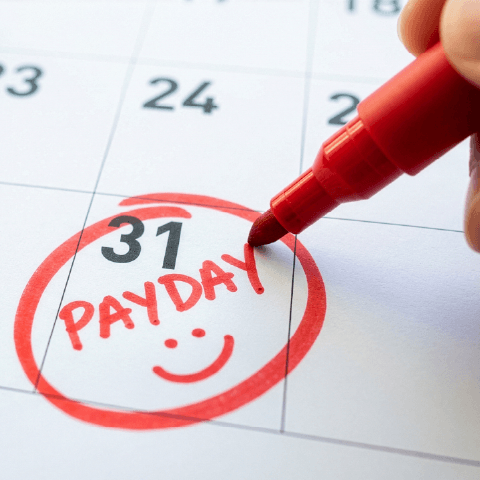 payday marked on a calendar in red