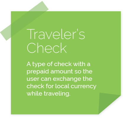 travelers check definition