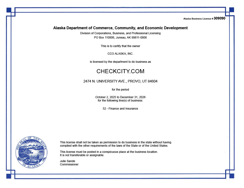 check city alaska license
