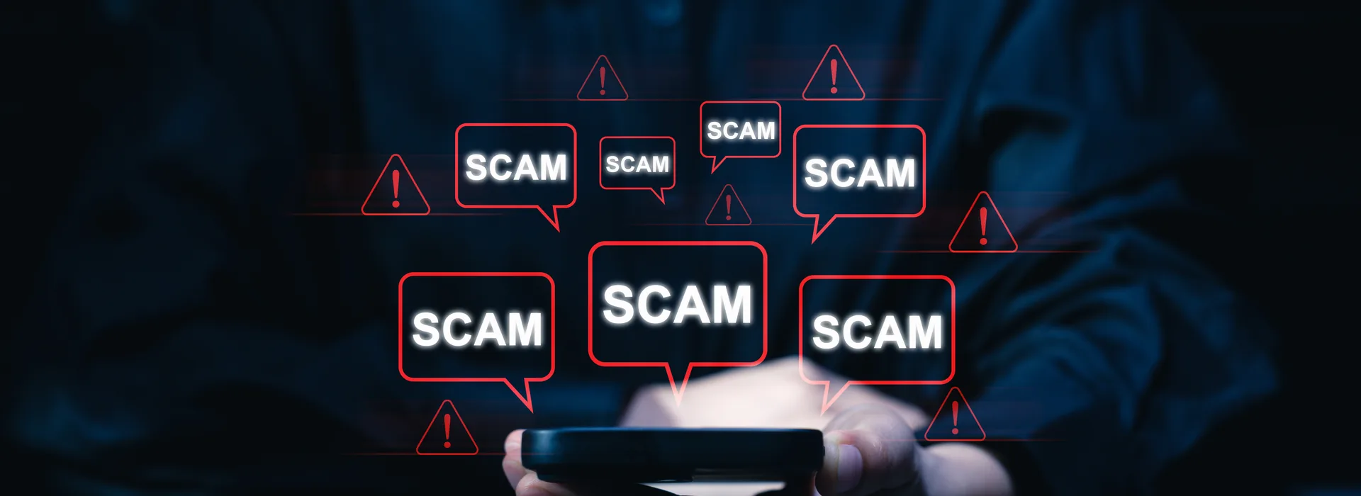 Online scam alert notification on smartphone screen