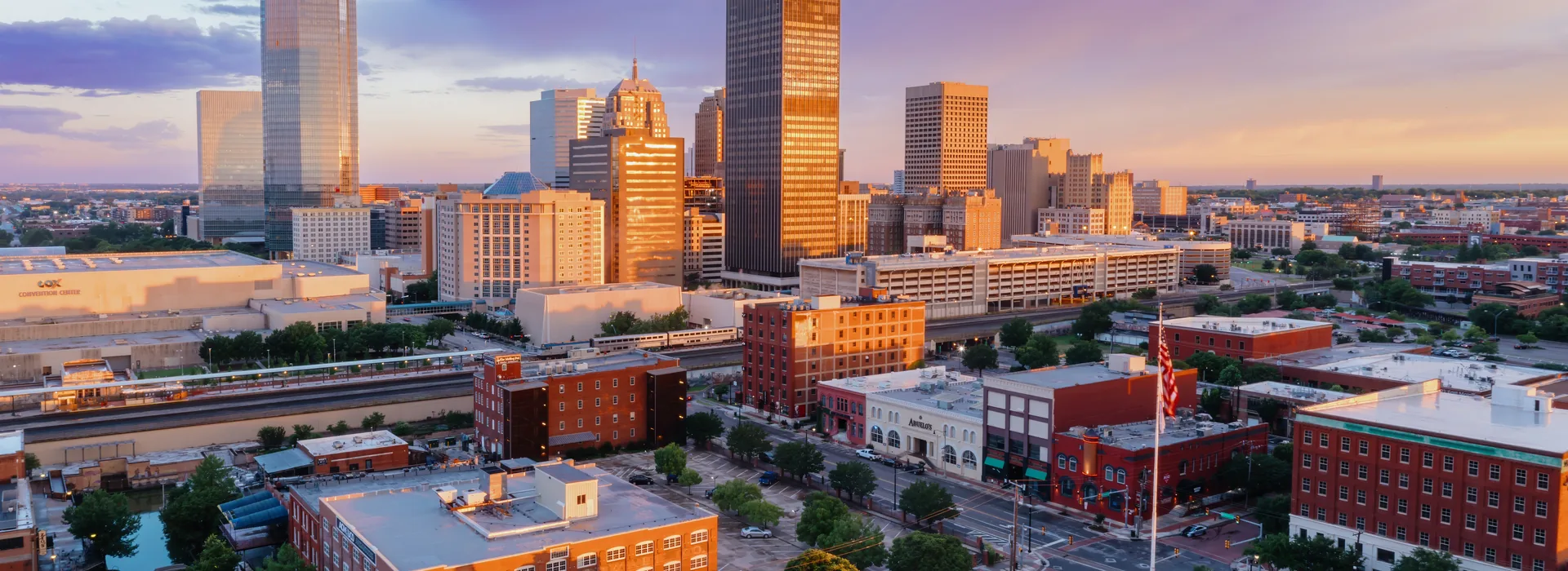 Bricktown and downtown city skyline, Oklahoma City