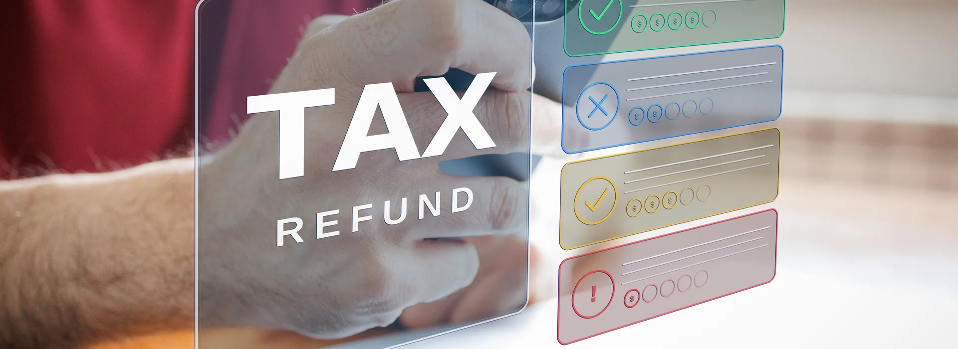 Person checking tax refund status on a smartphone