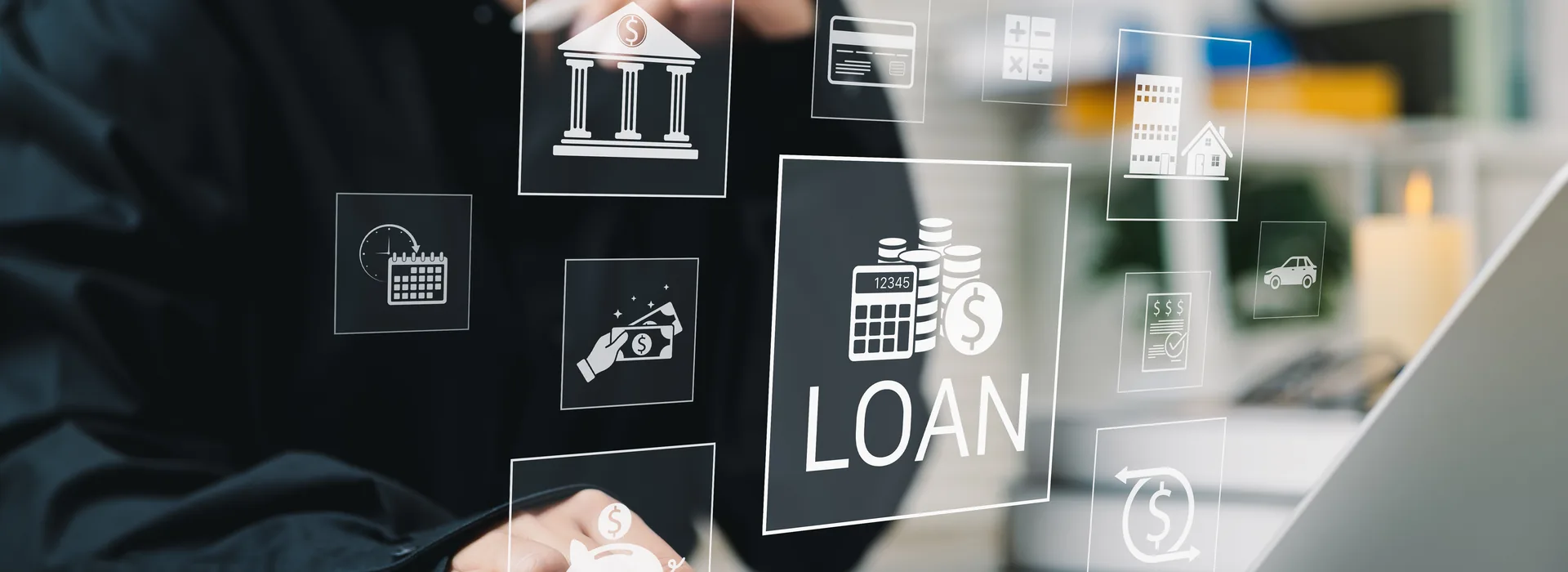 Loan application options displayed on a digital interface