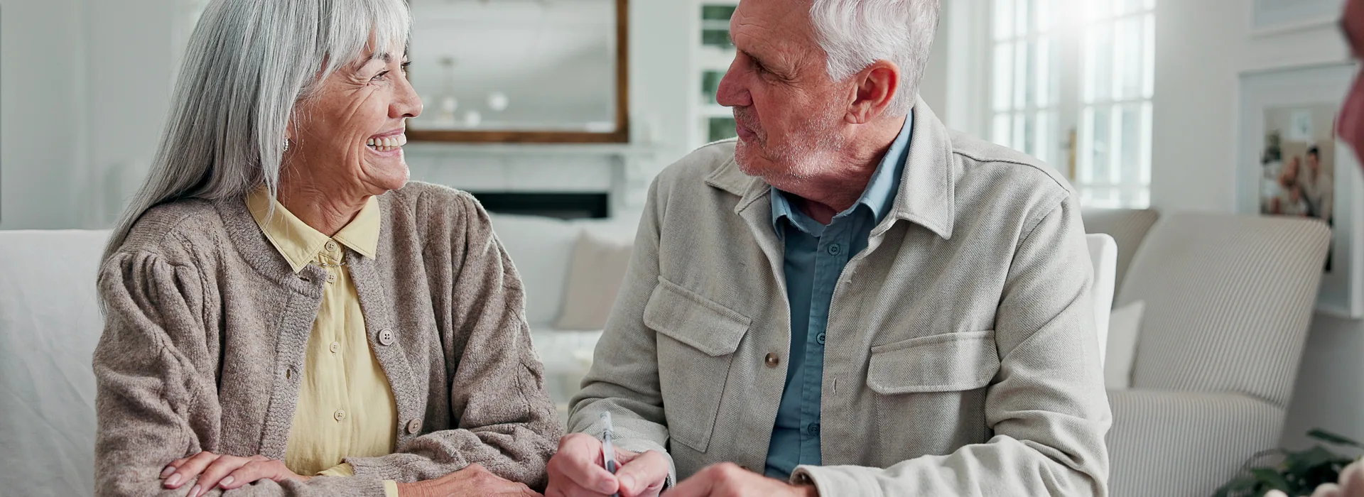 Senior couple discussing an annuity plan at home