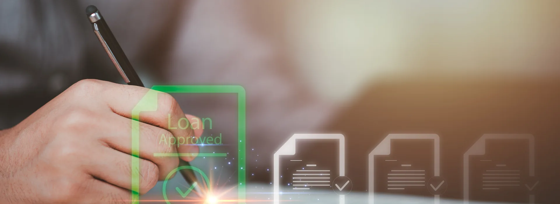 Person reviewing refinancing documents with a digital approval checklist