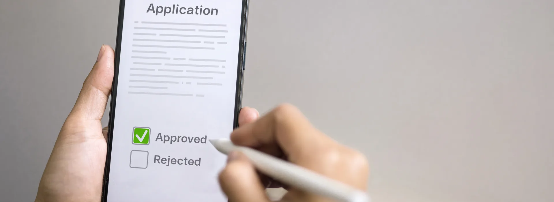 Personal loan application checklist displayed on a tablet