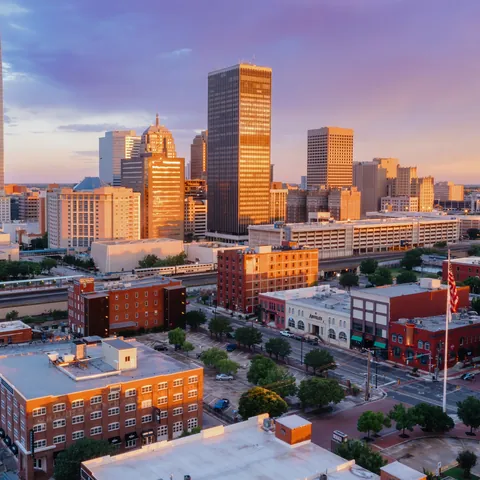 Bricktown and downtown city skyline, Oklahoma City