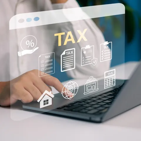 Business professional filing a tax return online
